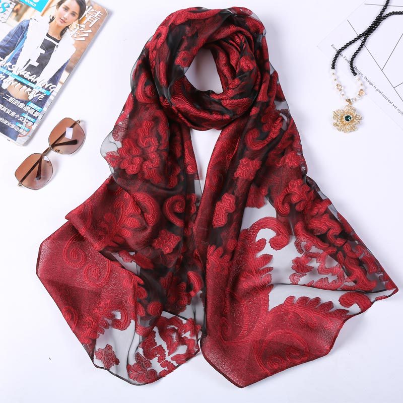Shawl Wrap Winter - Hot Selling 180*70 Organza Silk Embroidery