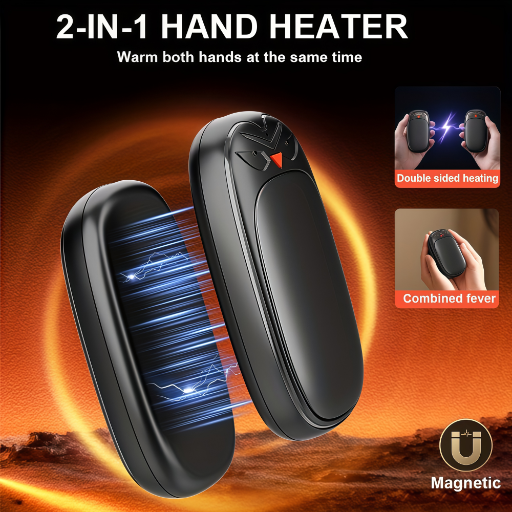 Hand Warmer Electric - 2-in-1 Hand Warmers Rechargeable 2 Pack