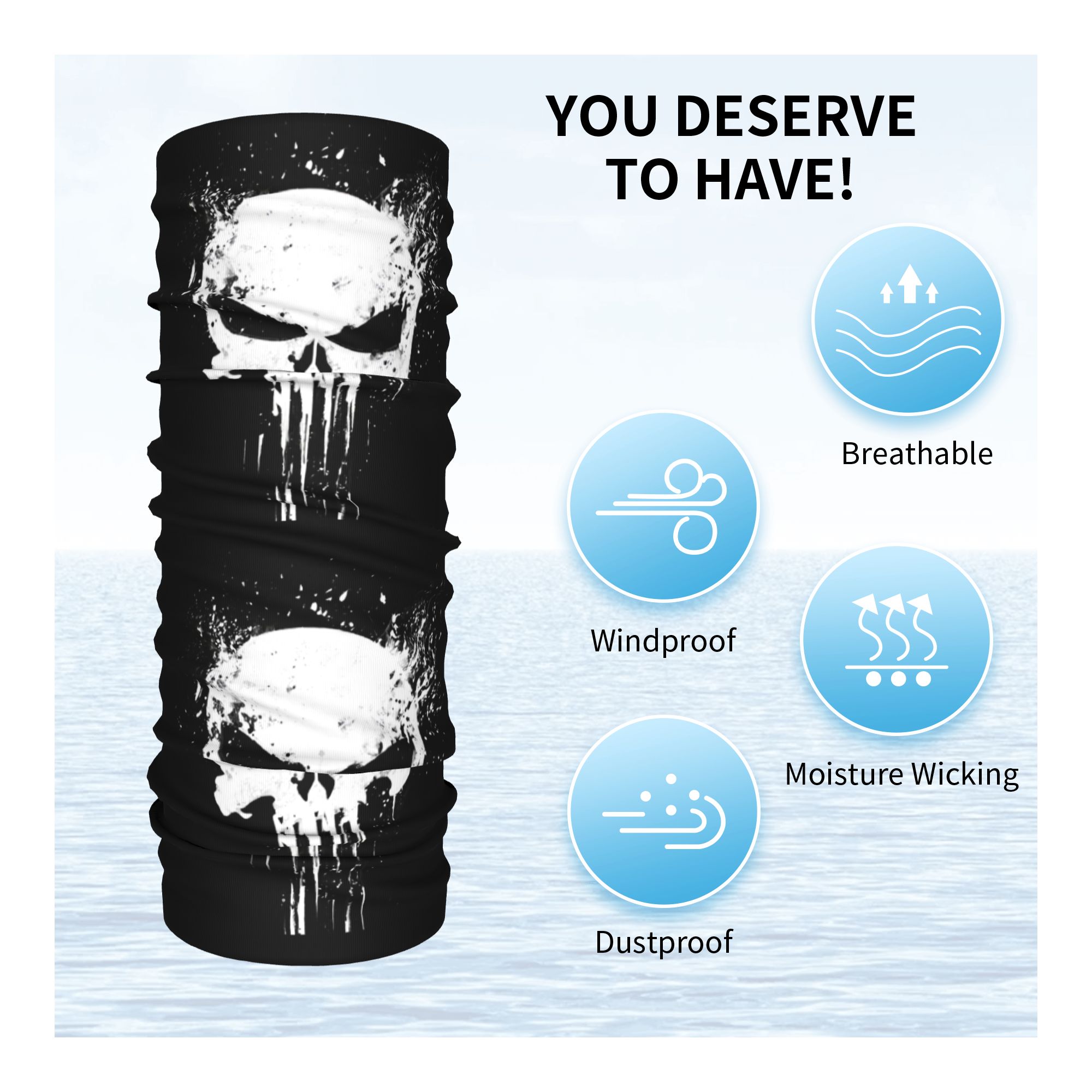 Custom Skeleton Skull Bandana  - Neck Gaiter Fleece บทวิจารณ์และราคา