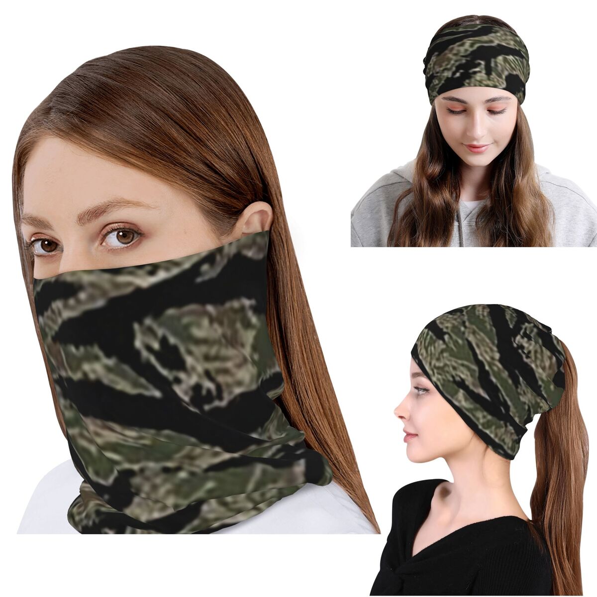 Tiger Stripe Camouflage Milita - Knit Beanie Hat Warm บทวิจารณ์และราคา