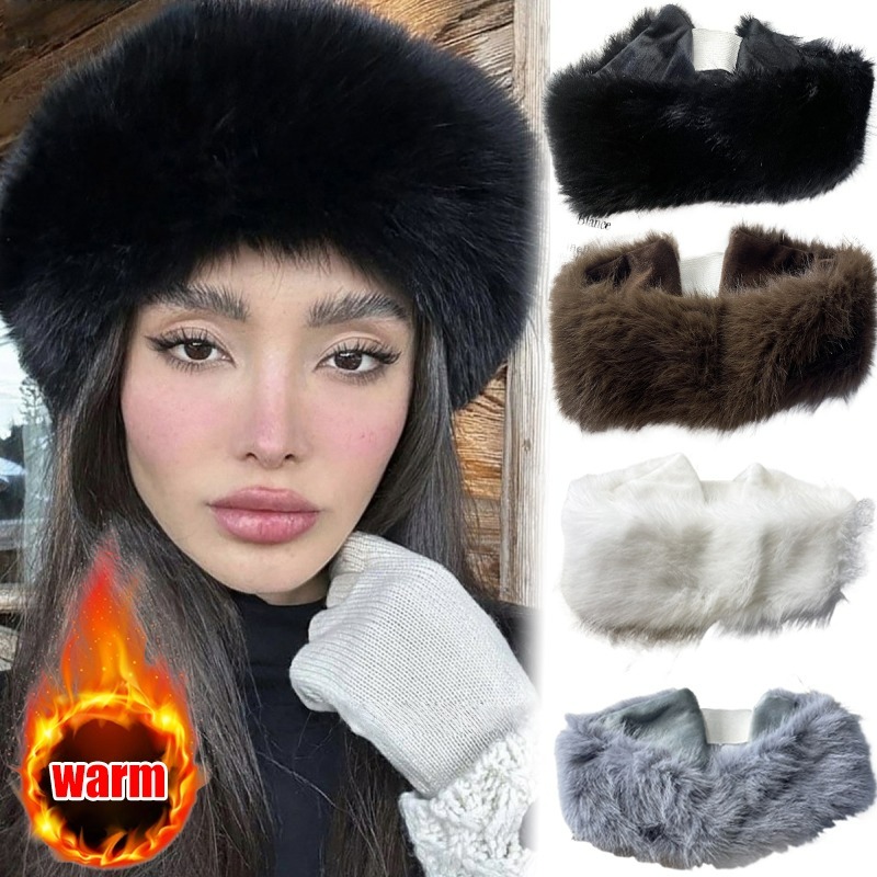 Wide Band Fur Headband Winter  - Fleece Ear Warmer Band บทวิจารณ์และราคา