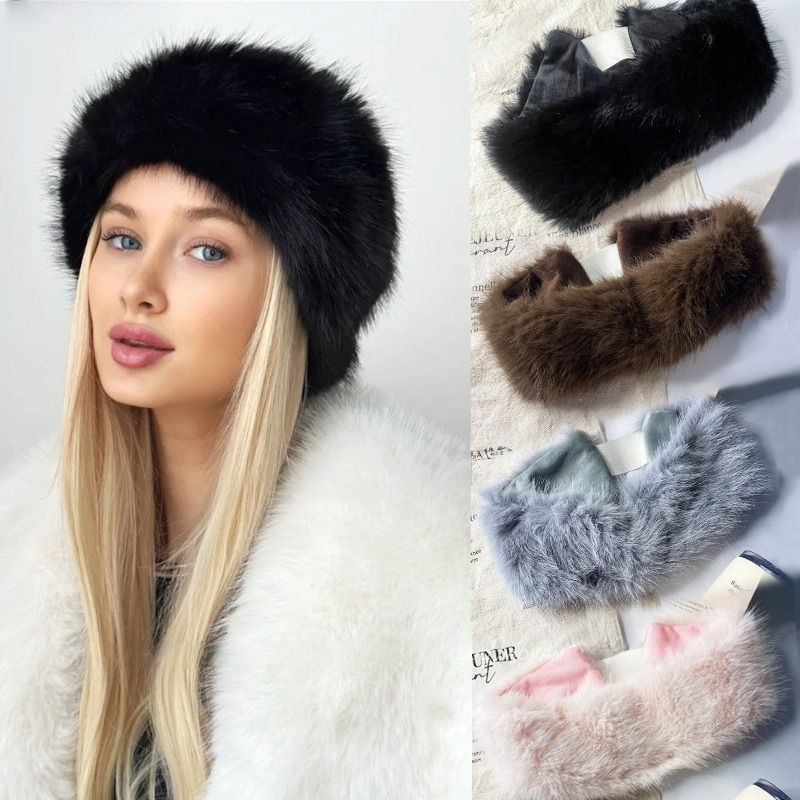Wide Band Fur Headband Winter  - Fleece Ear Warmer Band บทวิจารณ์และราคา