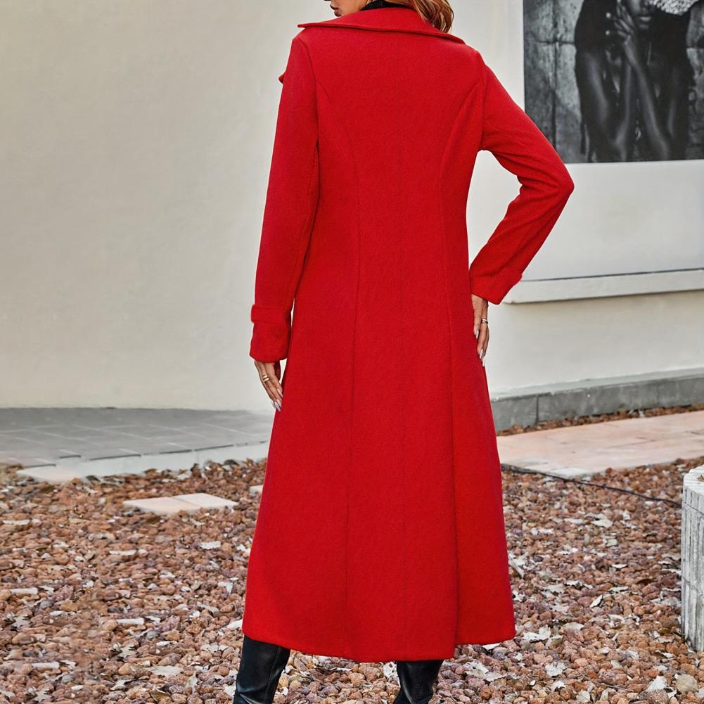Women's Long Wool Coat Double- - Wool Coat Peacoat บทวิจารณ์และราคา