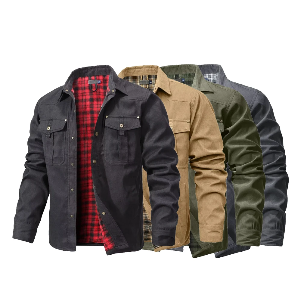 Men's Jackets Spring Flannel L - Flannel Shirt Lined บทวิจารณ์และราคา