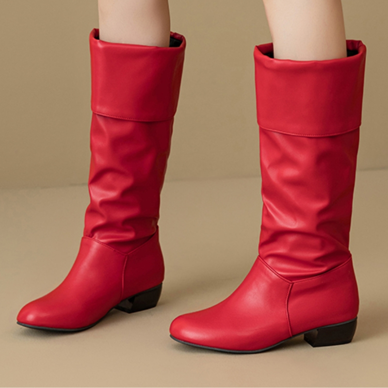 Slip on Knee High Boots Pleate - Waterproof Winter Boot บทวิจารณ์และราคา