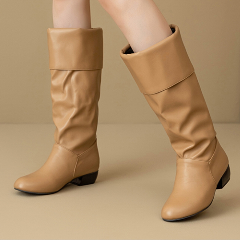 Slip on Knee High Boots Pleate - Waterproof Winter Boot บทวิจารณ์และราคา