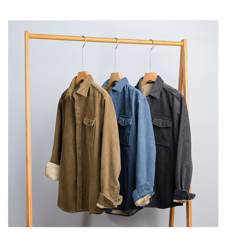Men's Corduroy Shirt Jacket He - Flannel Shirt Lined บทวิจารณ์และราคา
