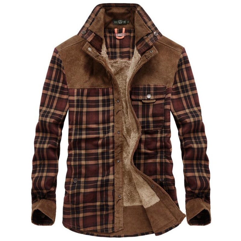 Men's Jackets Winter Windproof - Flannel Shirt Lined บทวิจารณ์และราคา