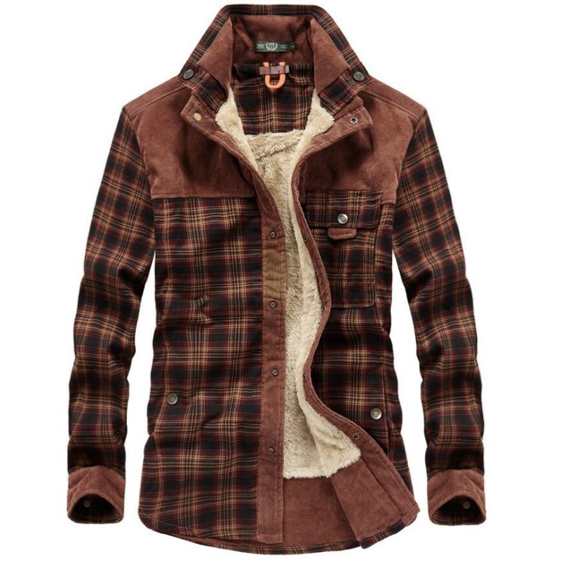 Men's Jackets Winter Windproof - Flannel Shirt Lined บทวิจารณ์และราคา