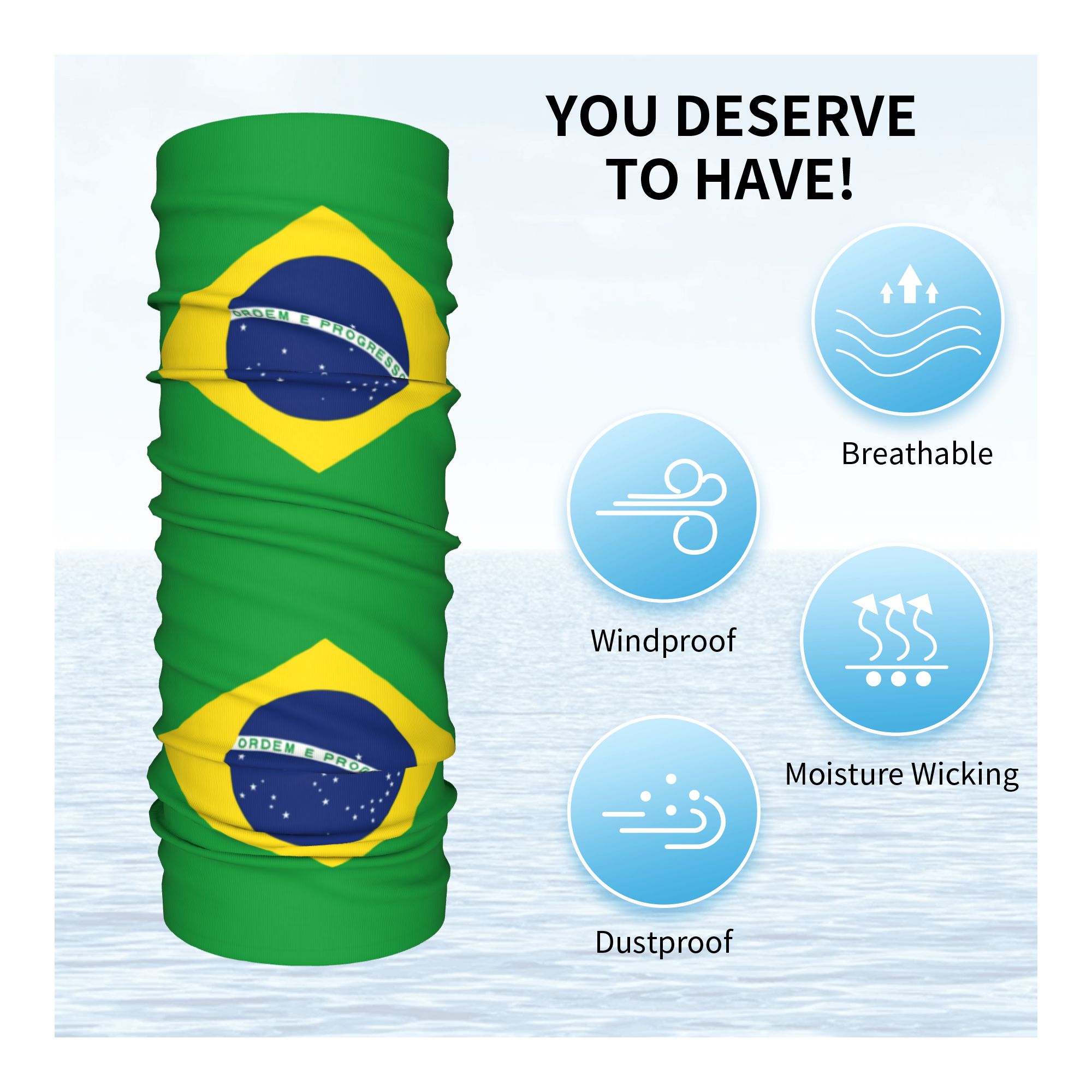 Custom Brazil Flag Bandana Nec - Neck Gaiter Fleece บทวิจารณ์และราคา