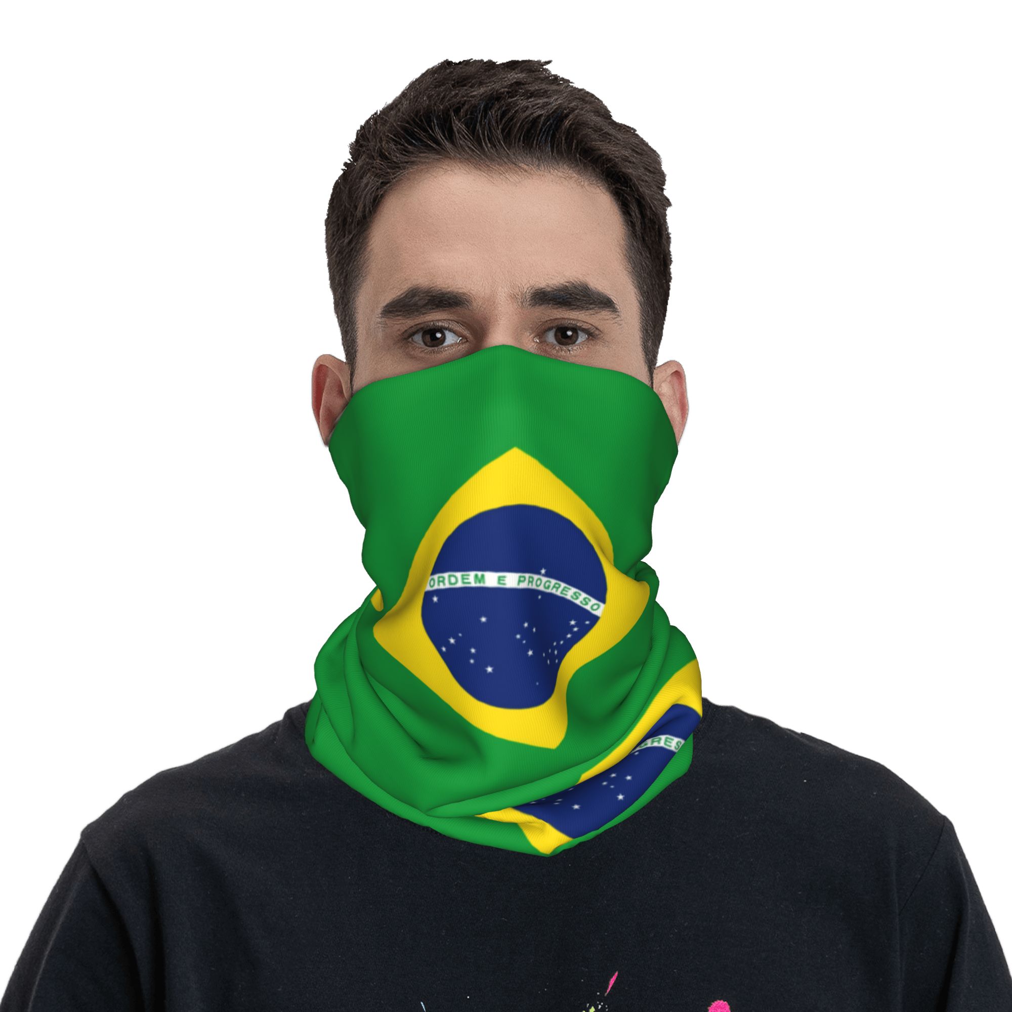 Custom Brazil Flag Bandana Nec - Neck Gaiter Fleece บทวิจารณ์และราคา