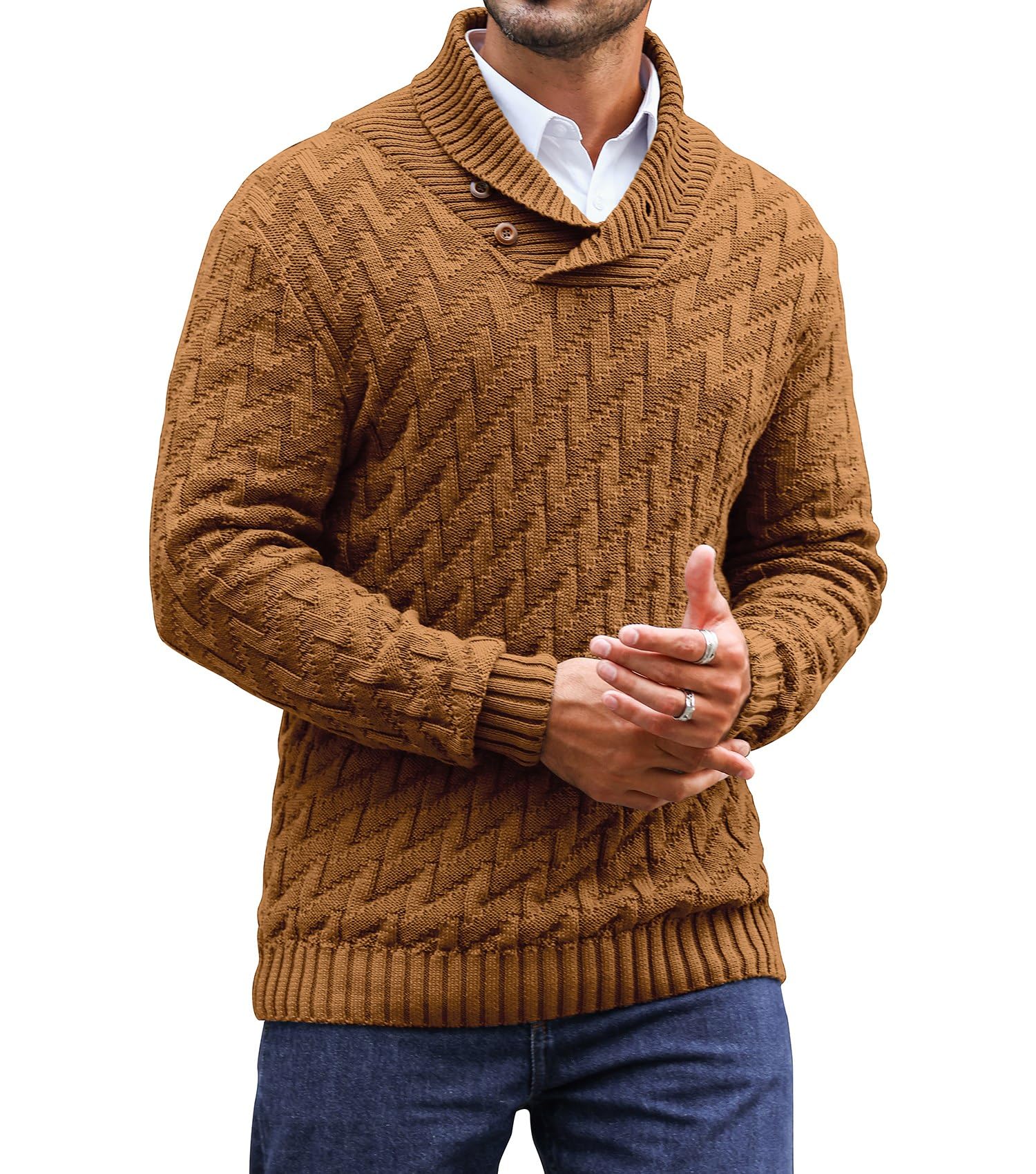 Men's Sweater Spring Shawl Col - Wool Scarf Men บทวิจารณ์และราคา