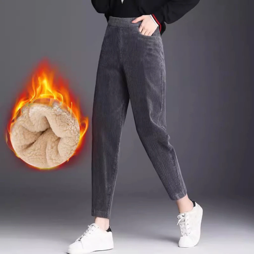 1pcs Women Autumn Winter Plush - Corduroy Pant Warm บทวิจารณ์และราคา