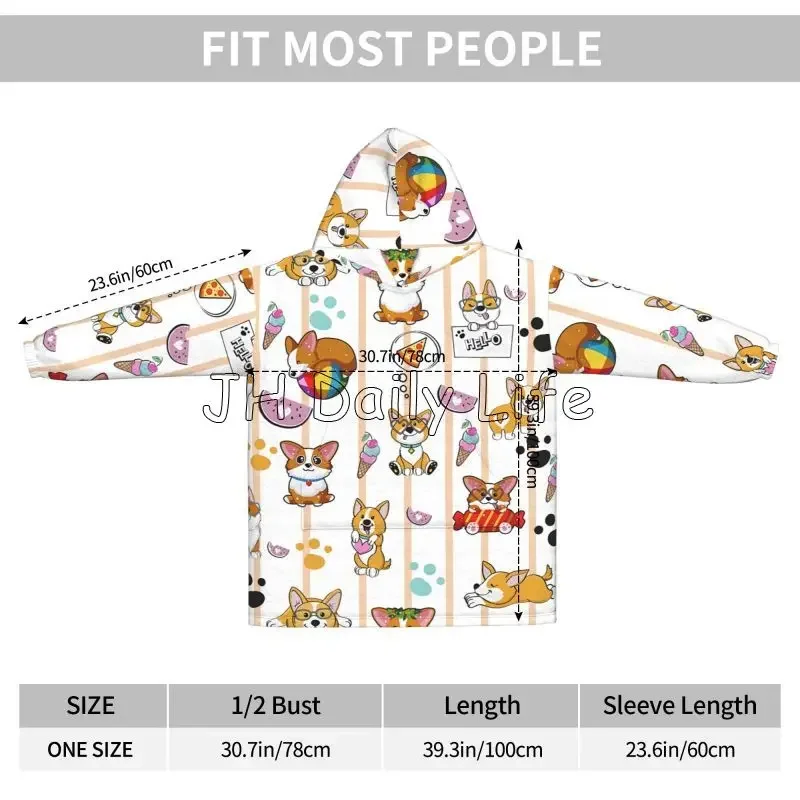 Cute Corgi Dog Wearable Hoodie - Sherpa Hoodie Fleece บทวิจารณ์และราคา
