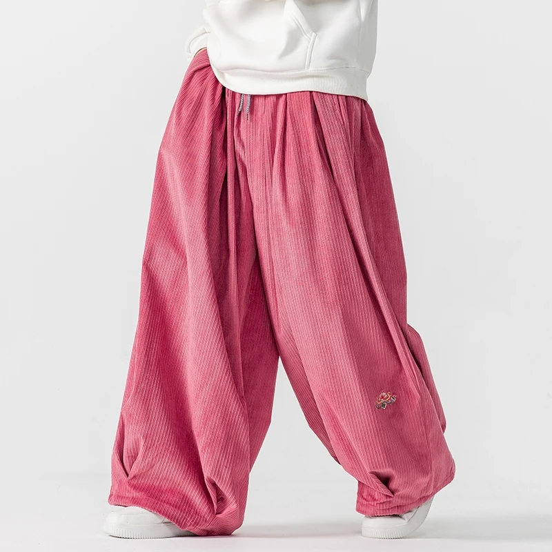 Men Corduroy Wide Leg Pants Me - Corduroy Pant Warm บทวิจารณ์และราคา