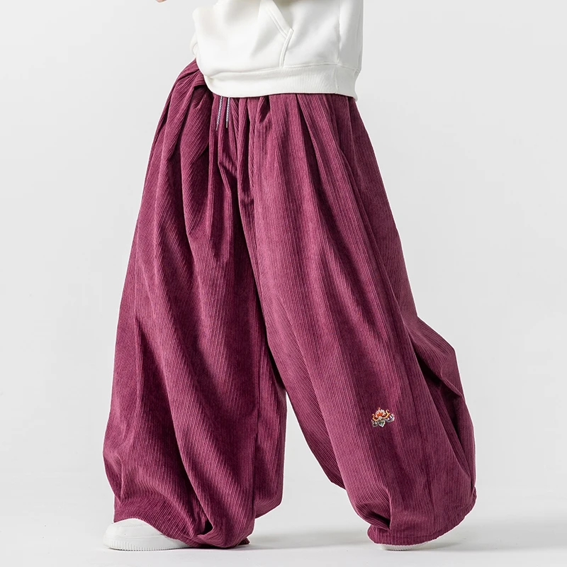 Men Corduroy Wide Leg Pants Me - Corduroy Pant Warm บทวิจารณ์และราคา