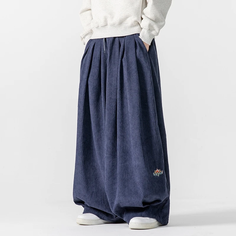Men Corduroy Wide Leg Pants Me - Corduroy Pant Warm บทวิจารณ์และราคา