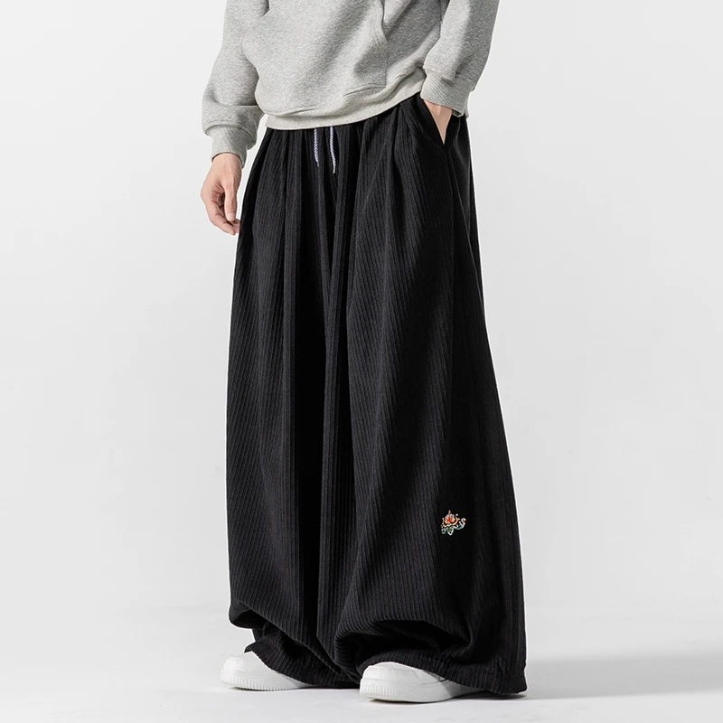 Men Corduroy Wide Leg Pants Me - Corduroy Pant Warm บทวิจารณ์และราคา