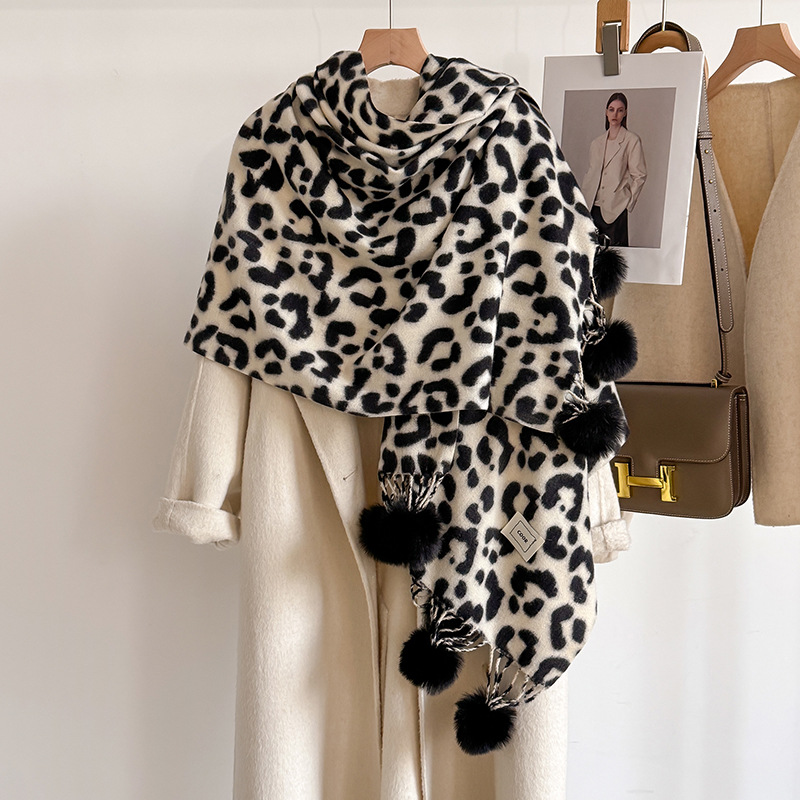 New Luxury Winter Leopard Two- - Cashmere Pashmina Wrap บทวิจารณ์และราคา