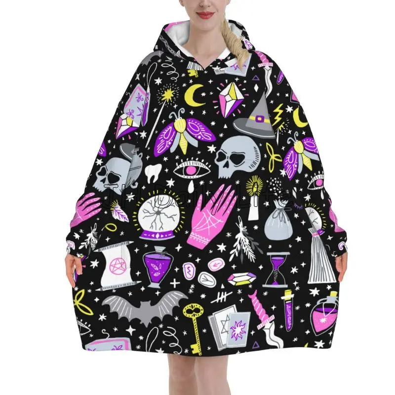 Magic Witchy Goth Oversized Bl - Sherpa Hoodie Fleece บทวิจารณ์และราคา