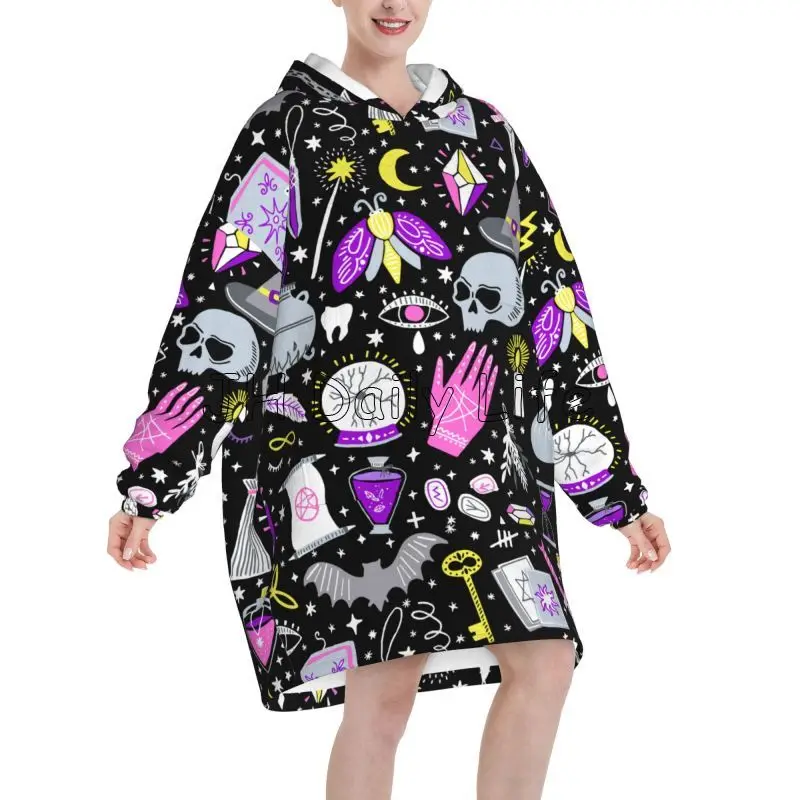 Magic Witchy Goth Oversized Bl - Sherpa Hoodie Fleece บทวิจารณ์และราคา