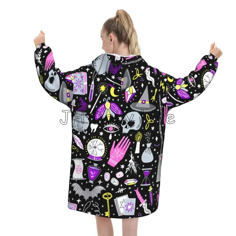 Magic Witchy Goth Oversized Bl - Sherpa Hoodie Fleece บทวิจารณ์และราคา