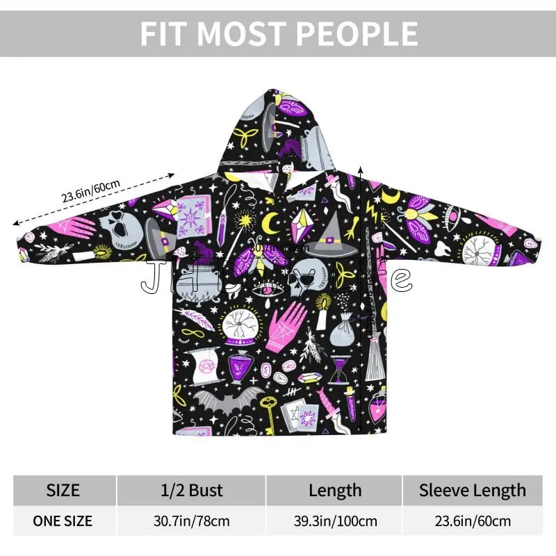 Magic Witchy Goth Oversized Bl - Sherpa Hoodie Fleece บทวิจารณ์และราคา