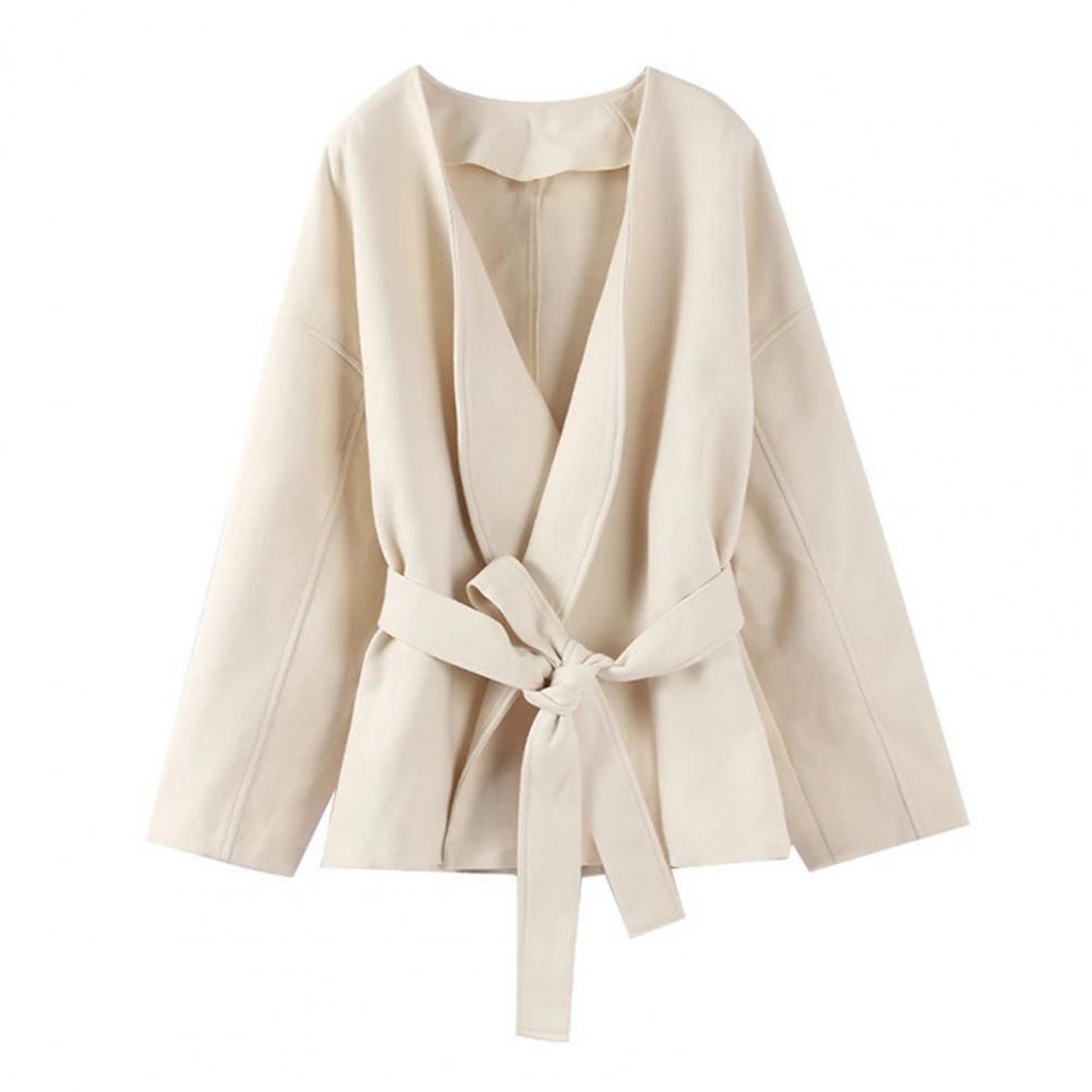 Lace-up Waist Jacket Stylish W - Wool Coat Peacoat บทวิจารณ์และราคา