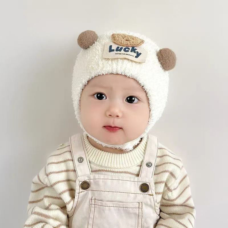 Cute Bear Baby Ear Protection  - Knit Beanie Hat Warm บทวิจารณ์และราคา