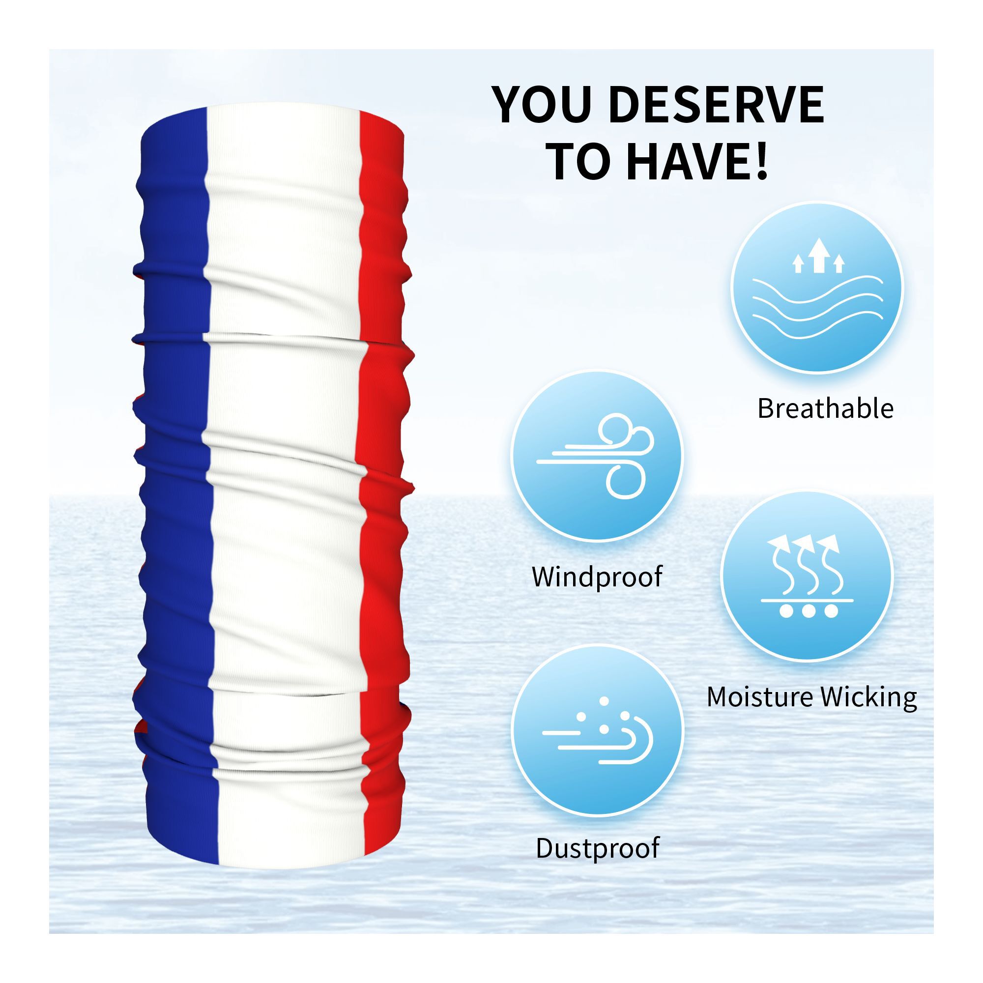Custom French Flag France Band - Neck Gaiter Fleece บทวิจารณ์และราคา
