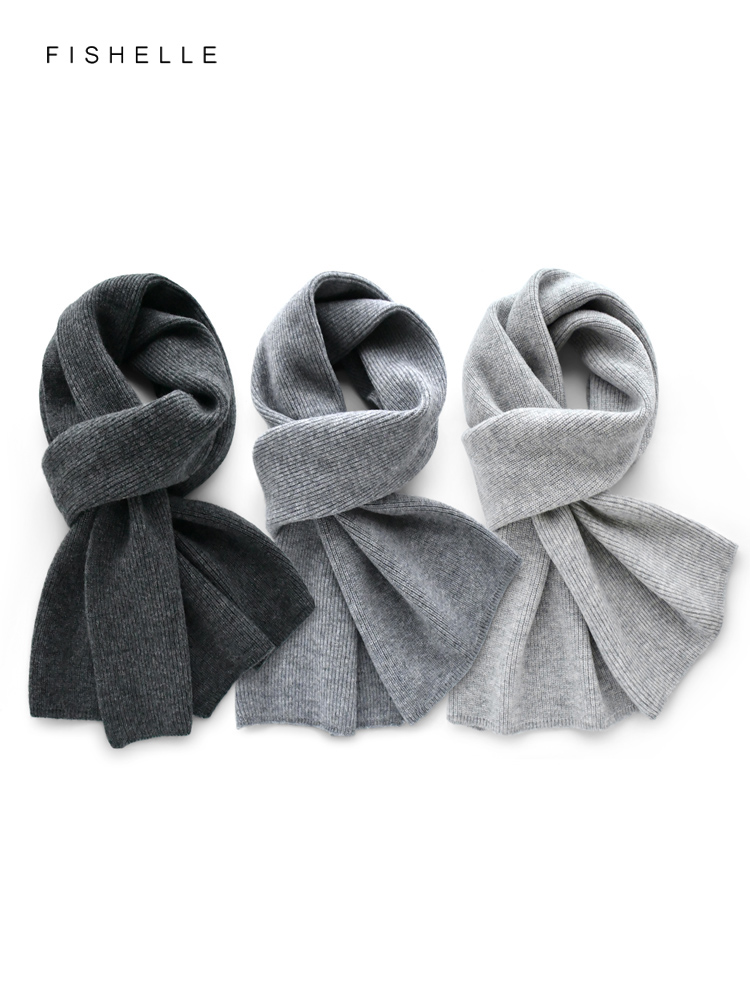 Gray solid color cashmere scar - Wool Scarf Men บทวิจารณ์และราคา