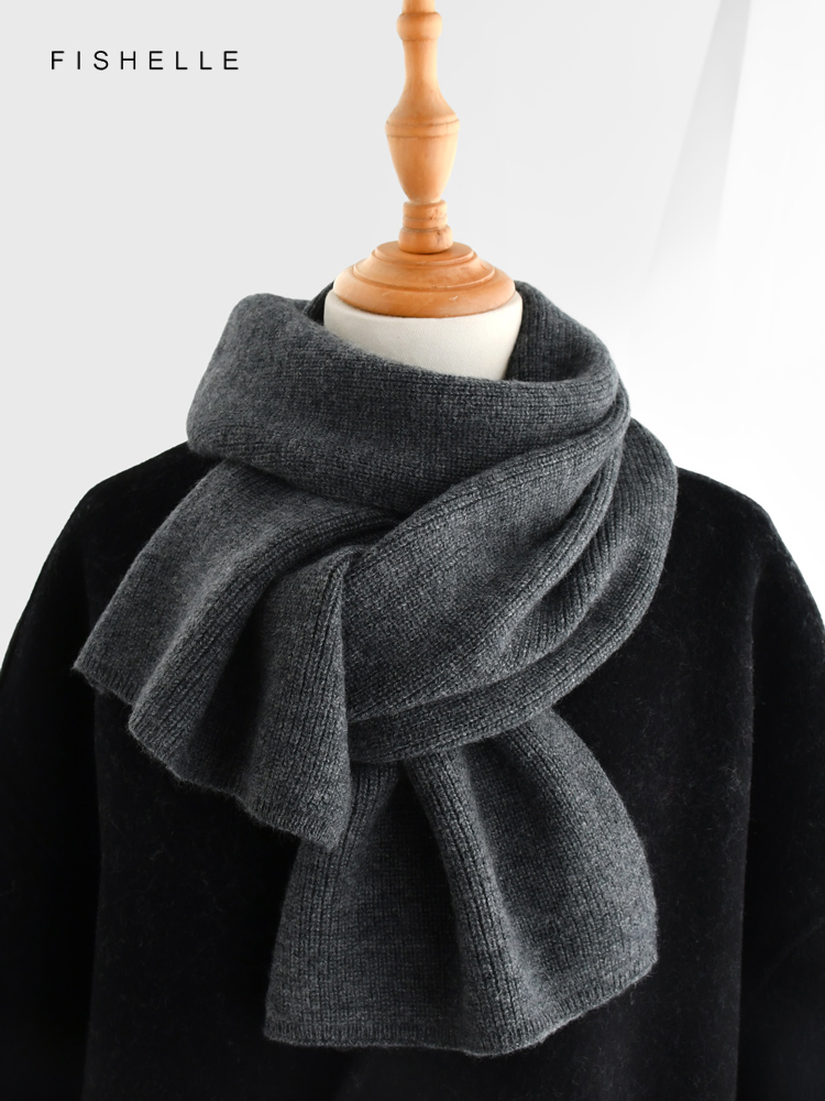 Gray solid color cashmere scar - Wool Scarf Men บทวิจารณ์และราคา