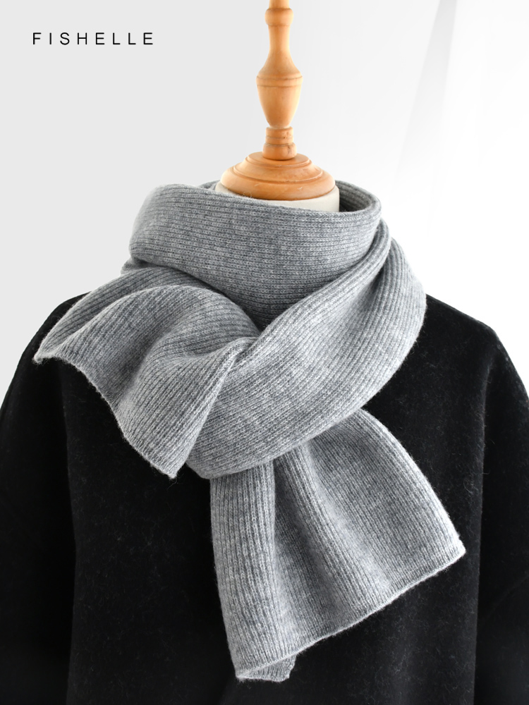 Gray solid color cashmere scar - Wool Scarf Men บทวิจารณ์และราคา