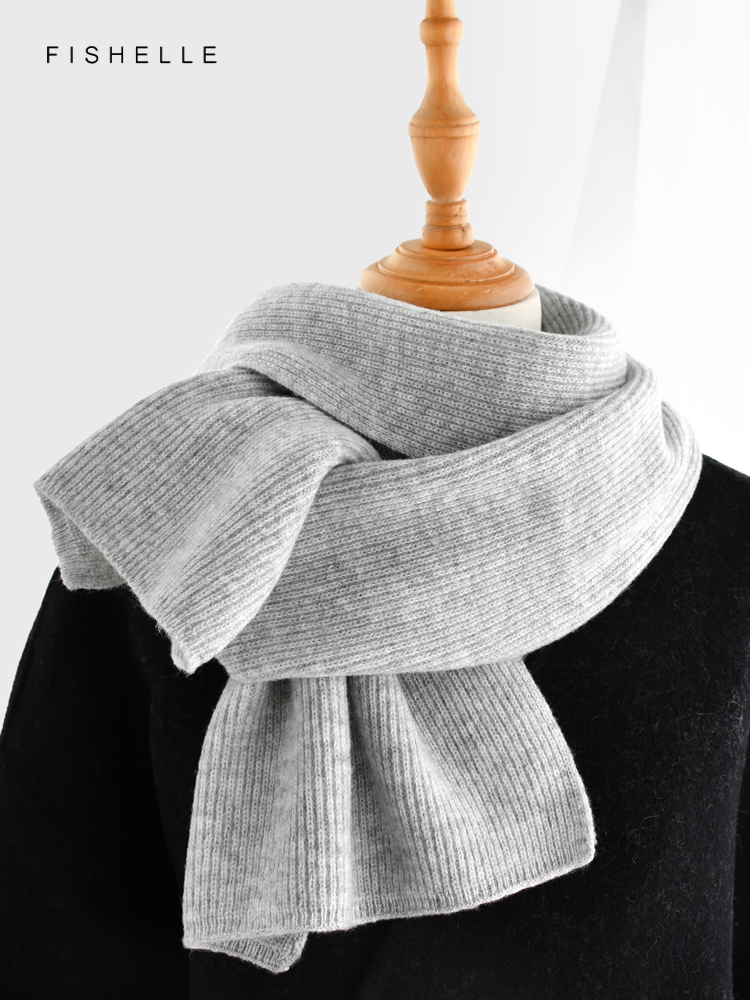 Gray solid color cashmere scar - Wool Scarf Men บทวิจารณ์และราคา