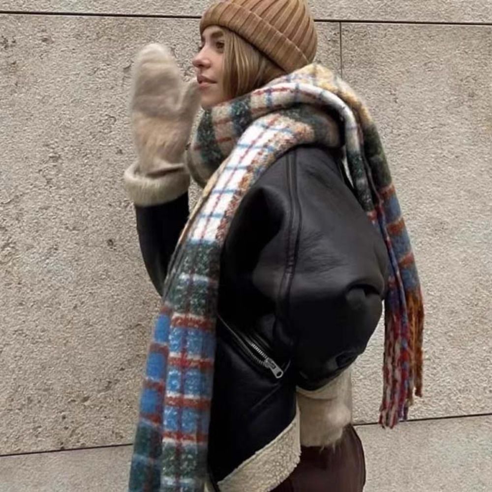 Retro Tassel Plaid Wool Scarf  - Wool Scarf Men บทวิจารณ์และราคา