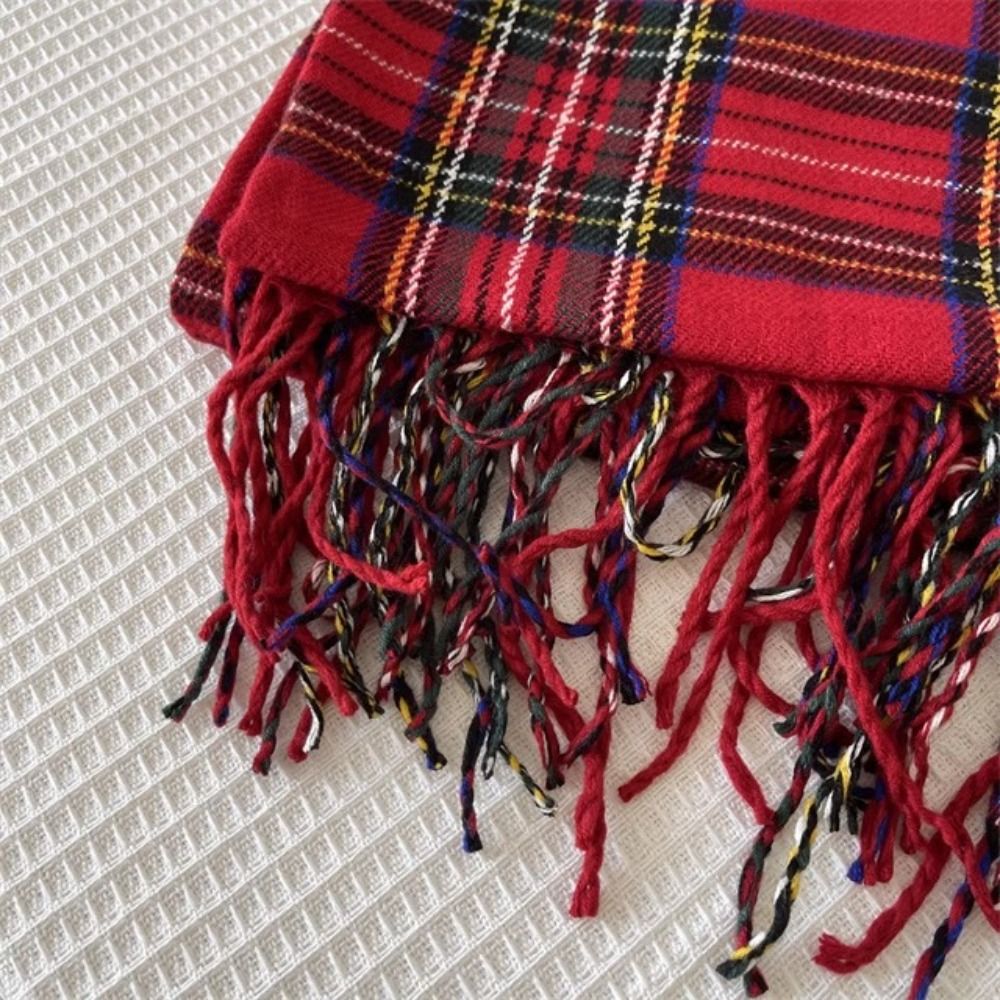 Retro Tassel Plaid Wool Scarf  - Wool Scarf Men บทวิจารณ์และราคา