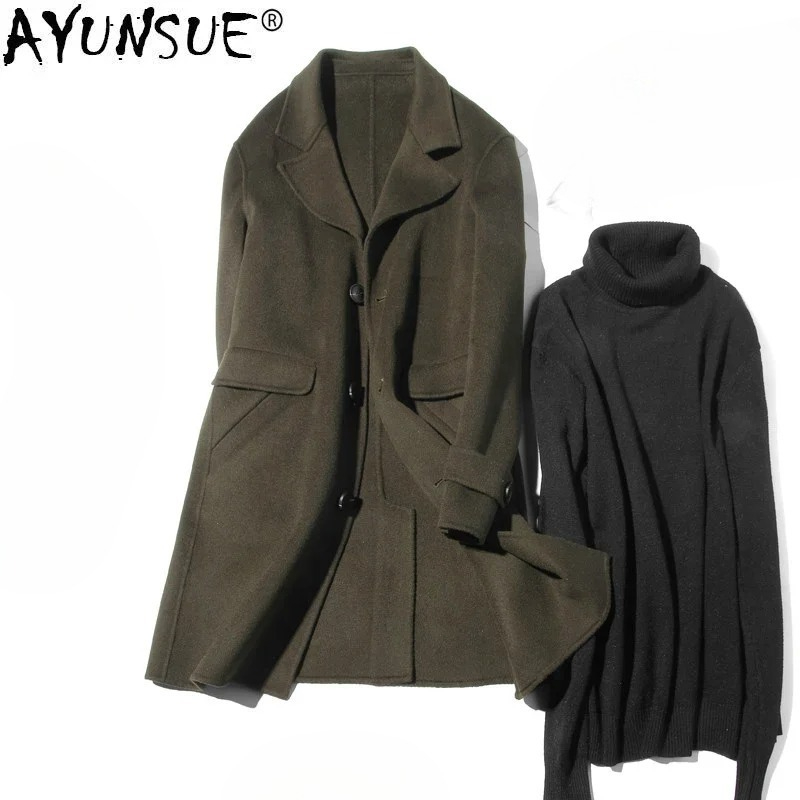 AYUNSUE 100% Wool Coat Men Aut - Wool Coat Peacoat บทวิจารณ์และราคา