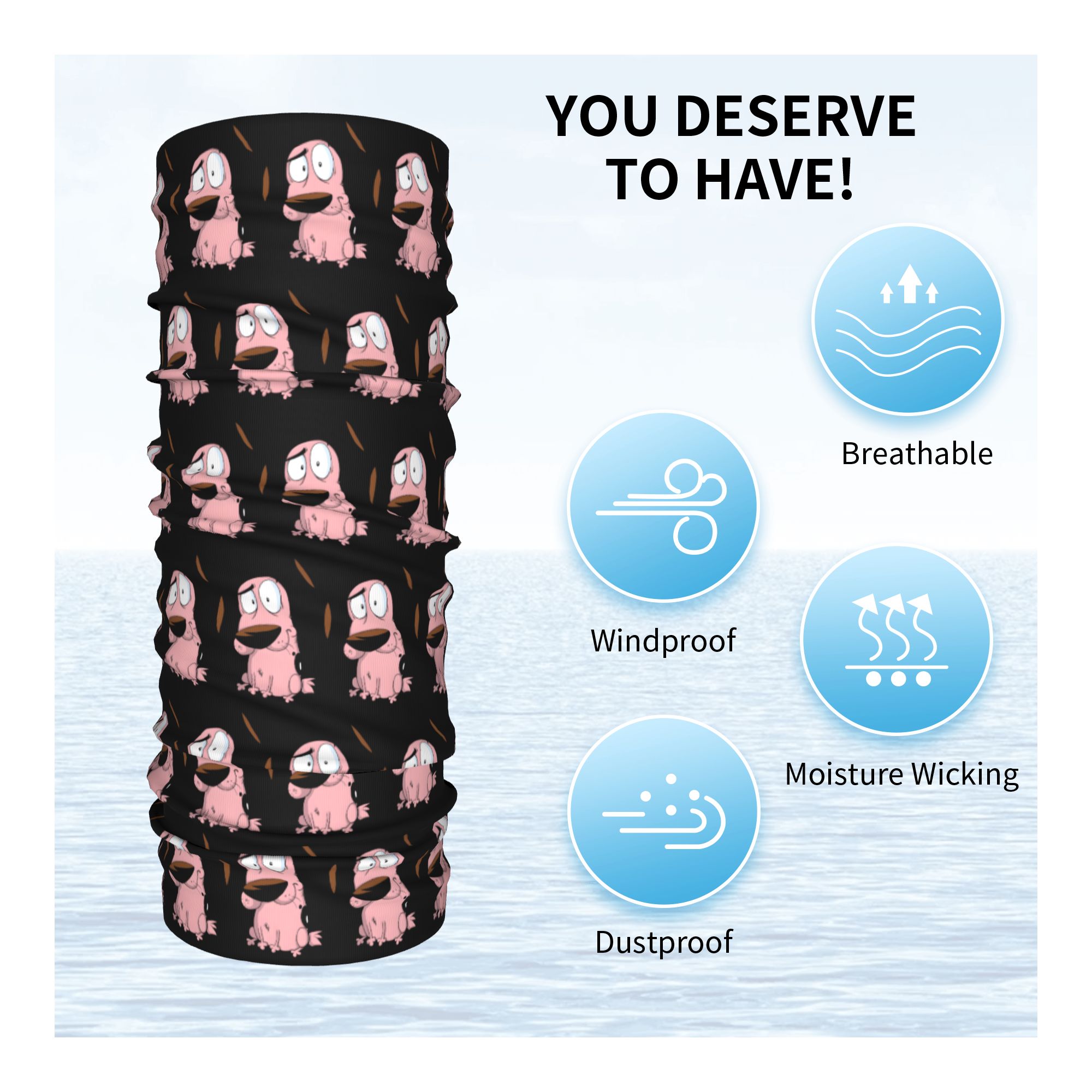 Custom Cartoon Courage Dog Win - Neck Gaiter Fleece บทวิจารณ์และราคา