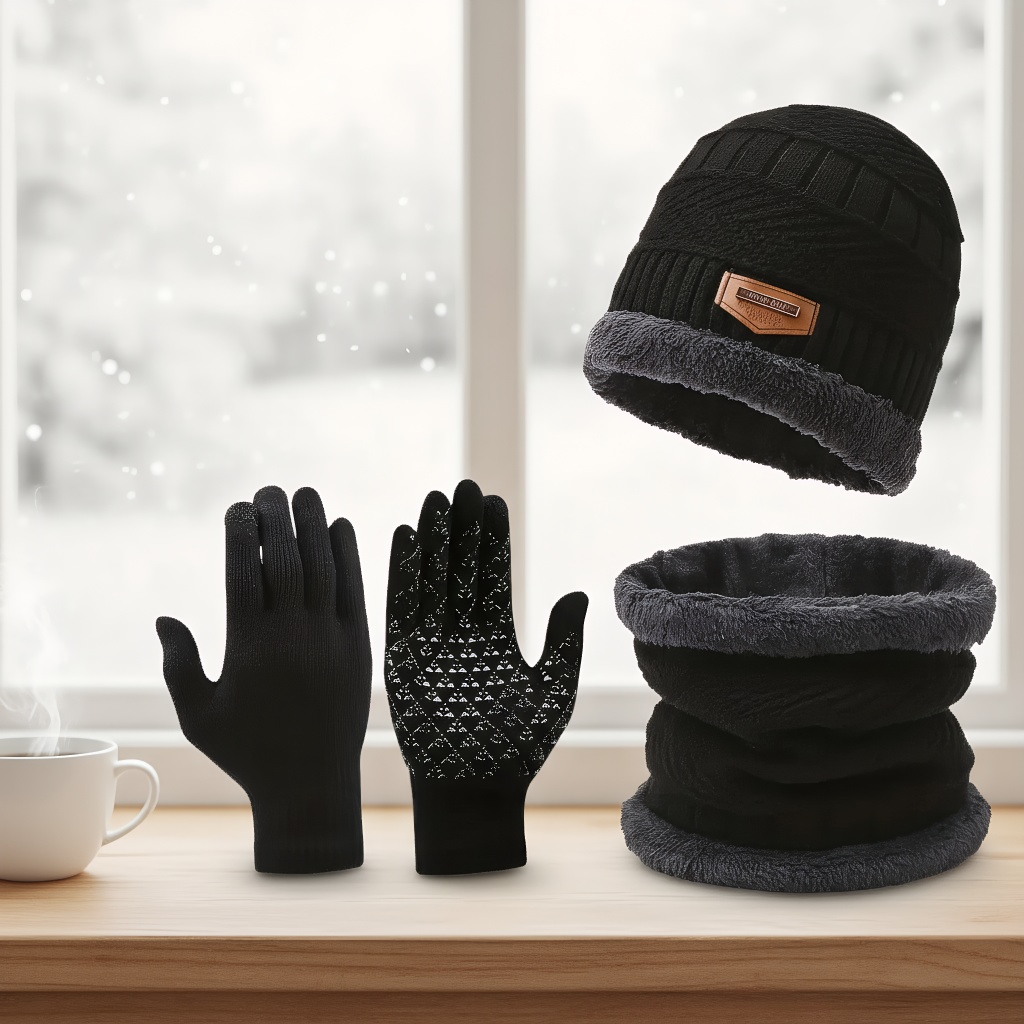 Winter Knit Hat & Scarf Set fo - Wool Scarf Men บทวิจารณ์และราคา