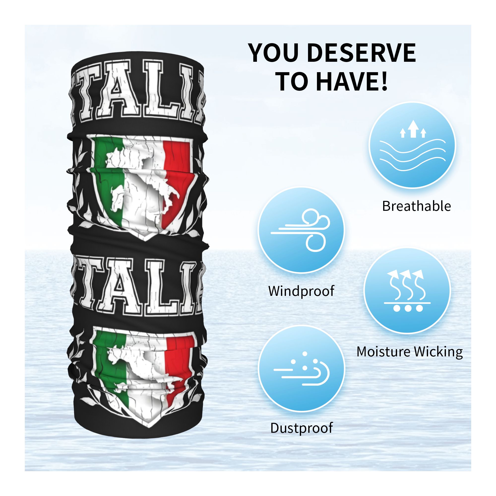 Custom Italy Flag Bandana Neck - Neck Gaiter Fleece บทวิจารณ์และราคา