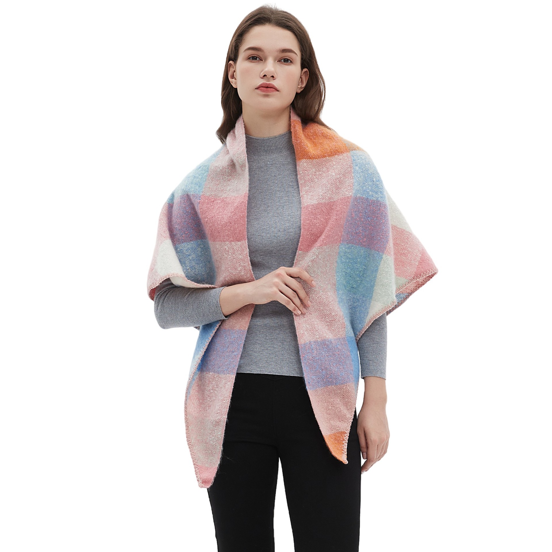 Women's Plaid Scarf Shawl  Sho - Shawl Wrap Winter บทวิจารณ์และราคา