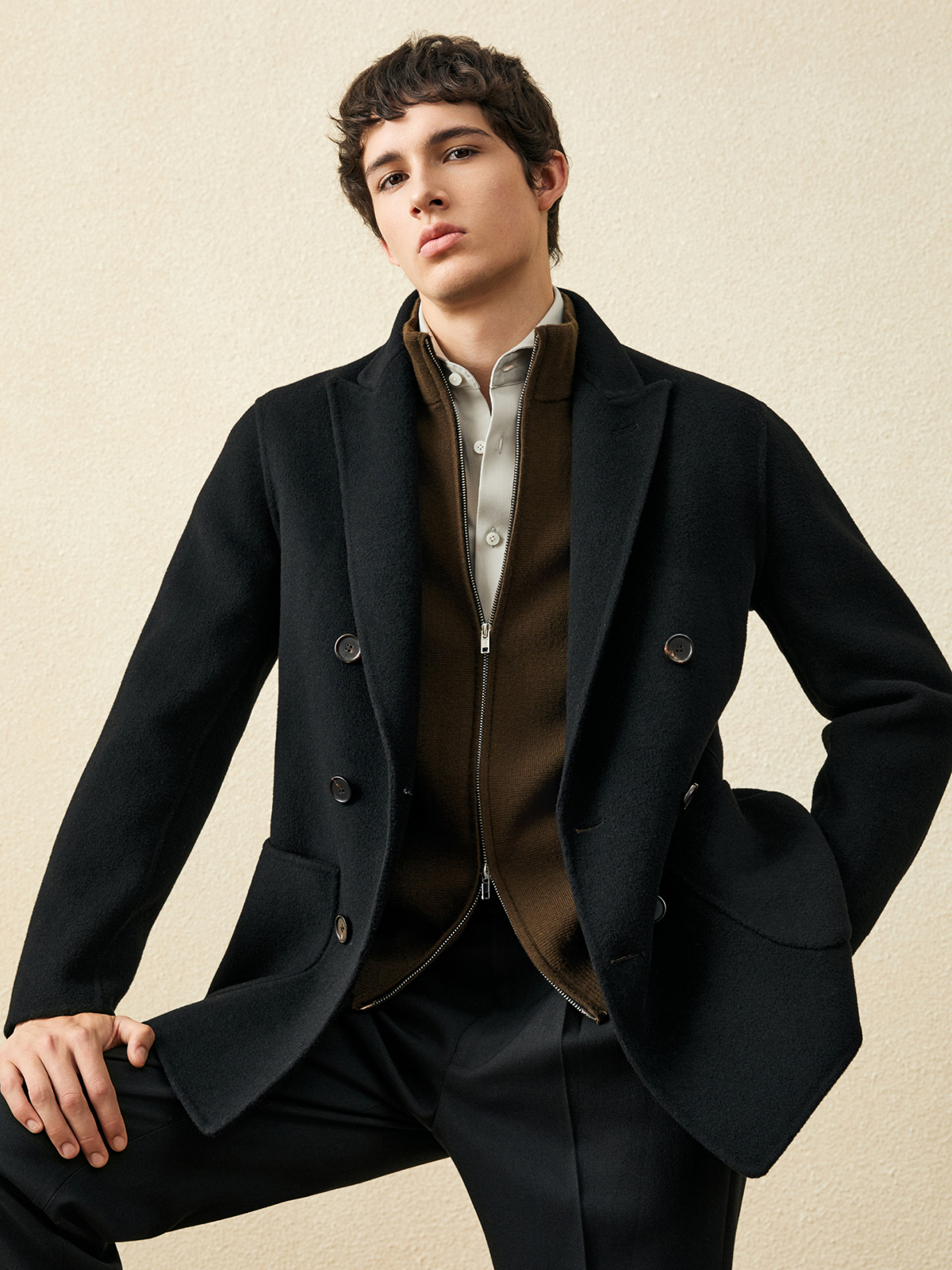 Men‘s 100% Wool Short Coat | B - Wool Coat Peacoat บทวิจารณ์และราคา