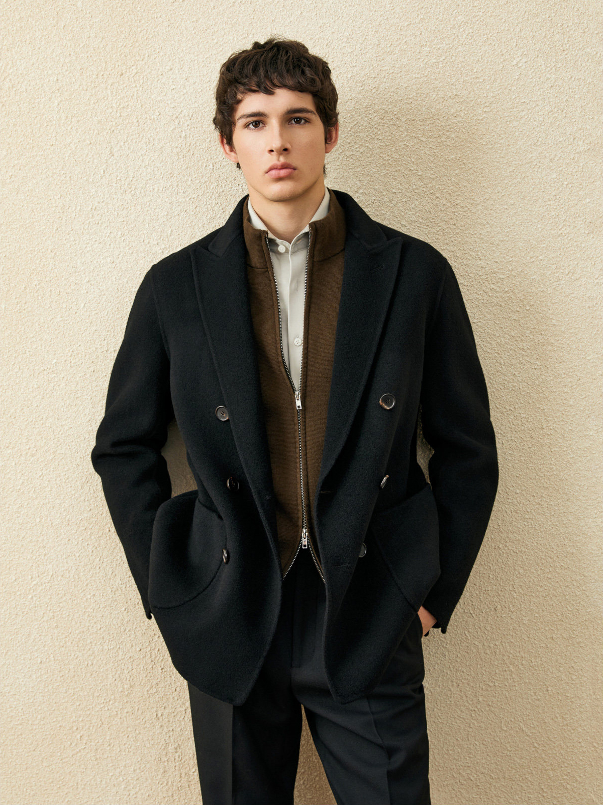 Men‘s 100% Wool Short Coat | B - Wool Coat Peacoat บทวิจารณ์และราคา