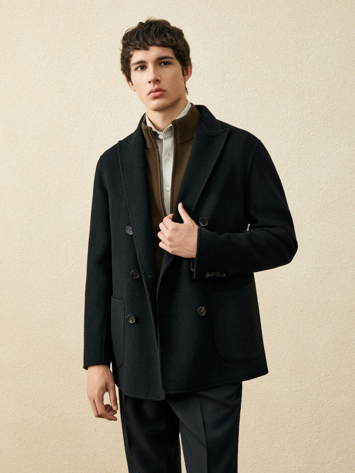 Men‘s 100% Wool Short Coat | B - Wool Coat Peacoat บทวิจารณ์และราคา