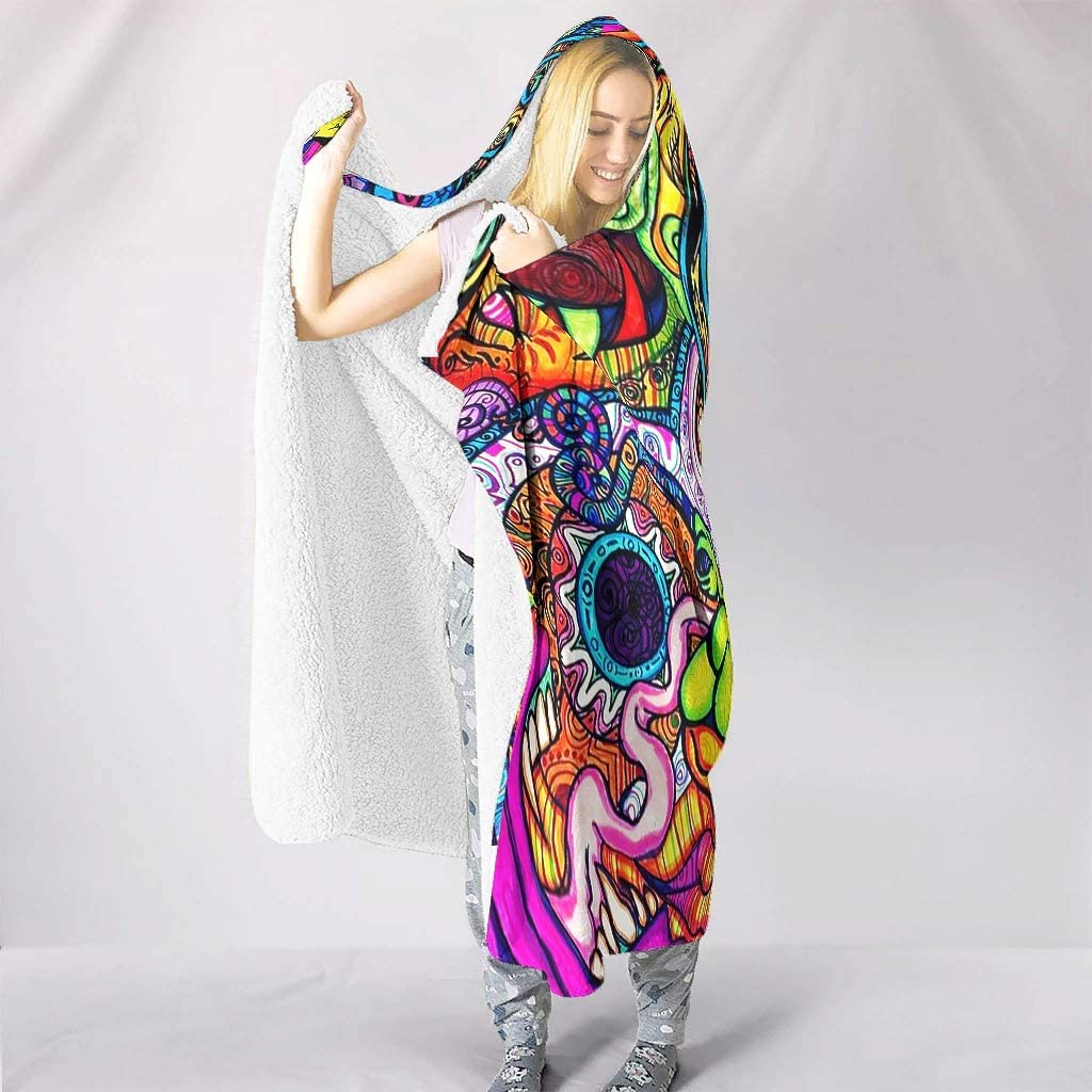 Abstract Bright Trippy Rainbow - Sherpa Hoodie Fleece บทวิจารณ์และราคา