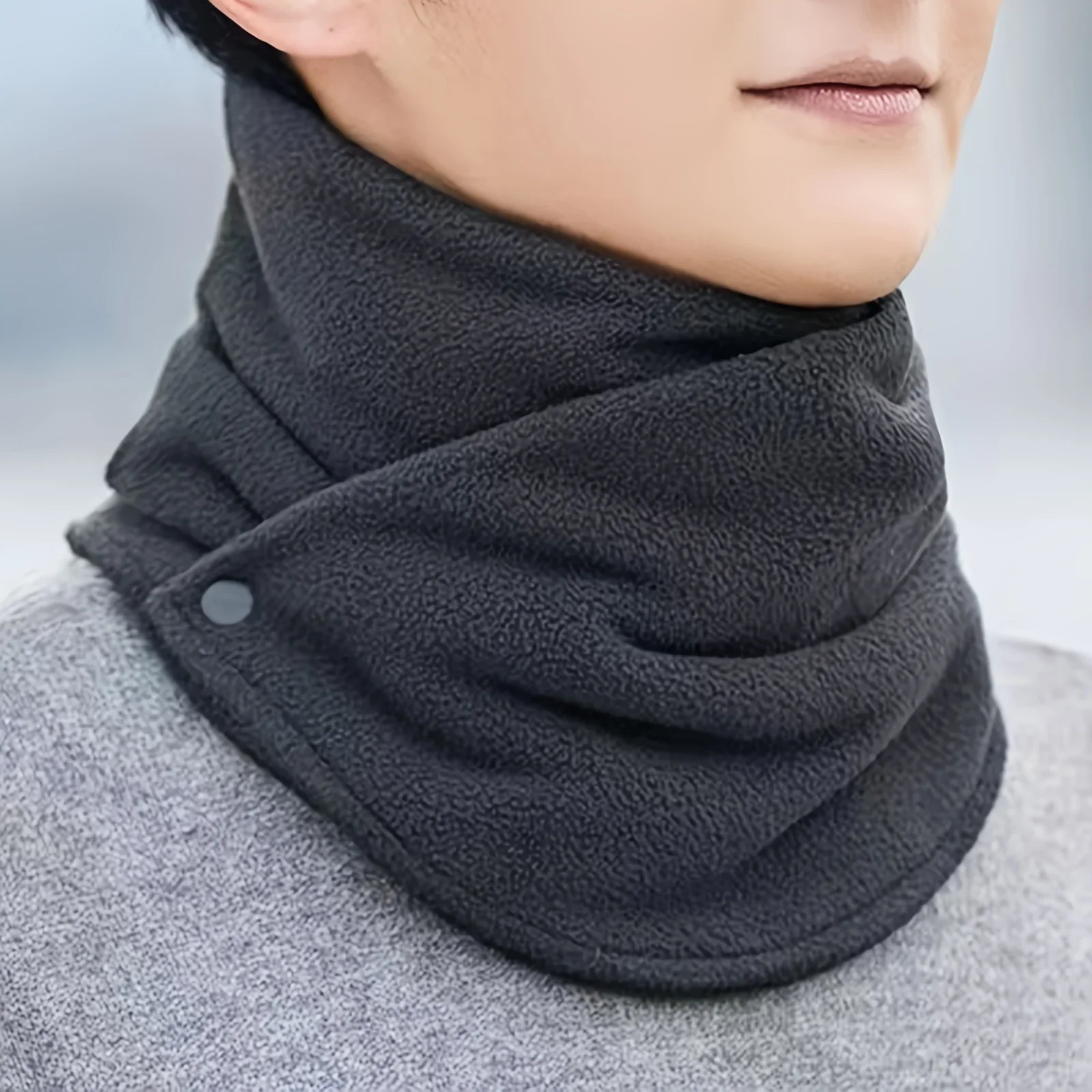 Classic Solid Color Snap Neck  - Neck Gaiter Fleece บทวิจารณ์และราคา