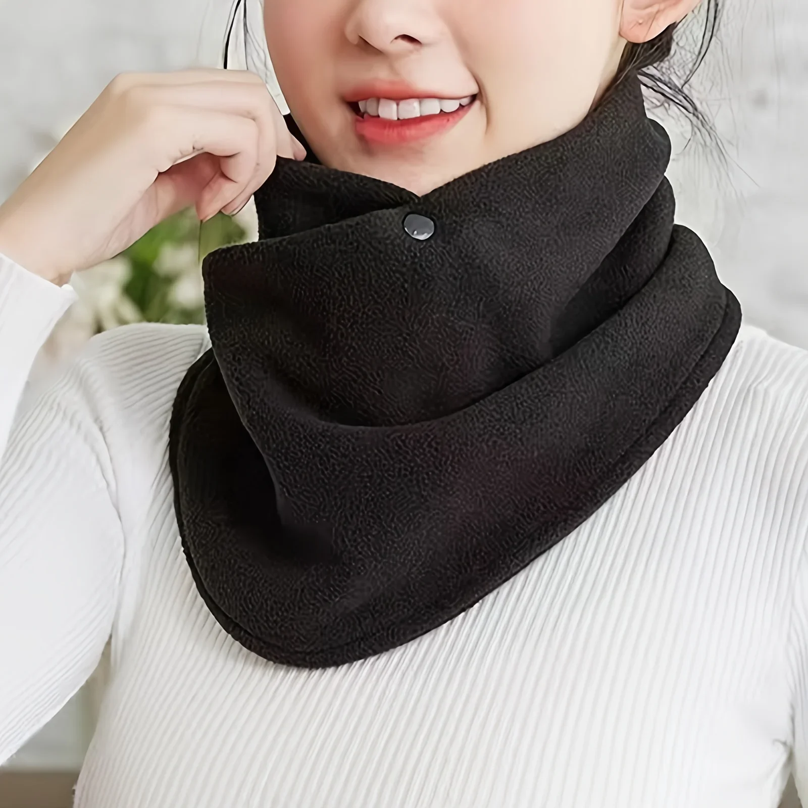 Classic Solid Color Snap Neck  - Neck Gaiter Fleece บทวิจารณ์และราคา
