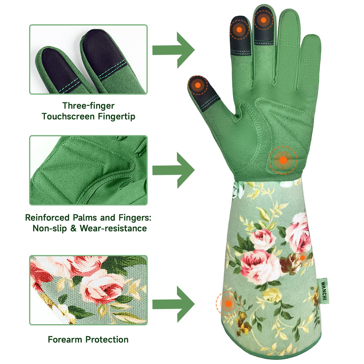 Women's Long Gardening Gloves, - Touch Screen Gloves บทวิจารณ์และราคา