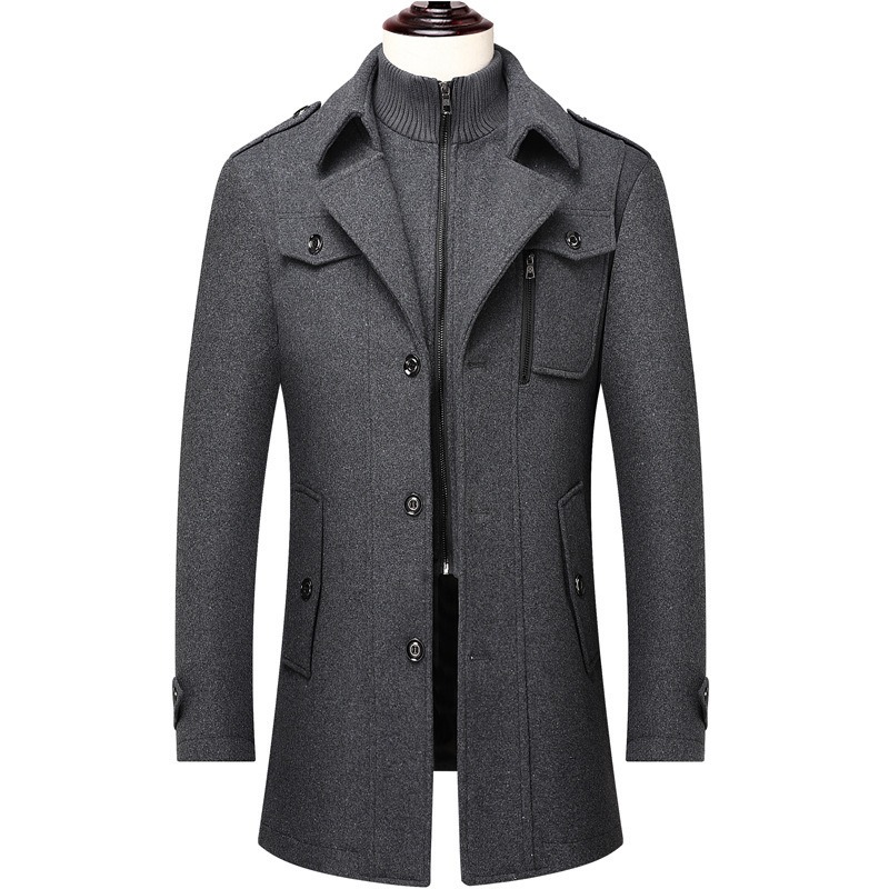 Men's Winter Wool Blend Coat D - Wool Coat Peacoat บทวิจารณ์และราคา