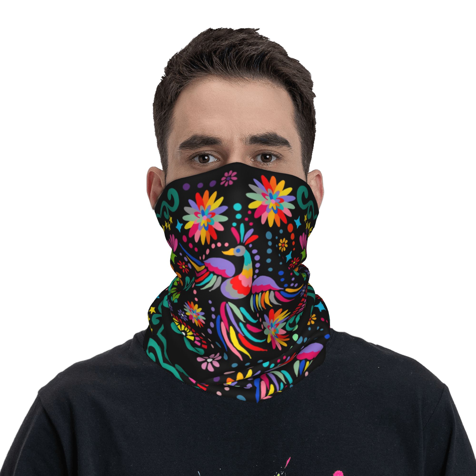 Custom Mexican Floral Flower T - Neck Gaiter Fleece บทวิจารณ์และราคา